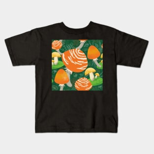 My orange and green mushroom garden Kids T-Shirt